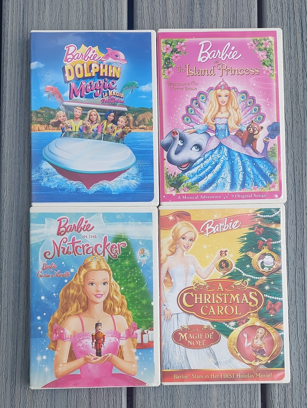 Barbie DVD Lot Of 4 Nutcracker Christmas, Dolphin, Island Princess